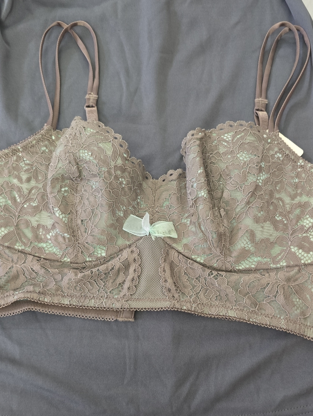 B Tempt'd Lace Bralette with Floral Overlay - Taupe